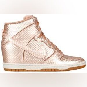 Nike Dunk Sky Hi Rose Gold Wedge High Top Sneakers Size 7
